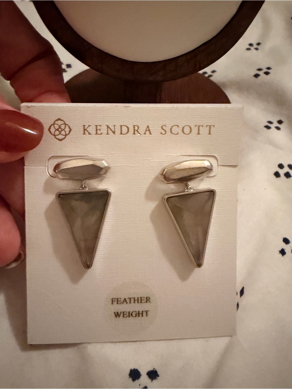 Viviana Silver-Tone Triangle Drop Earrings with Gray Inlay